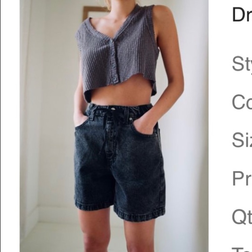 Black Denim Drawstring Shorts